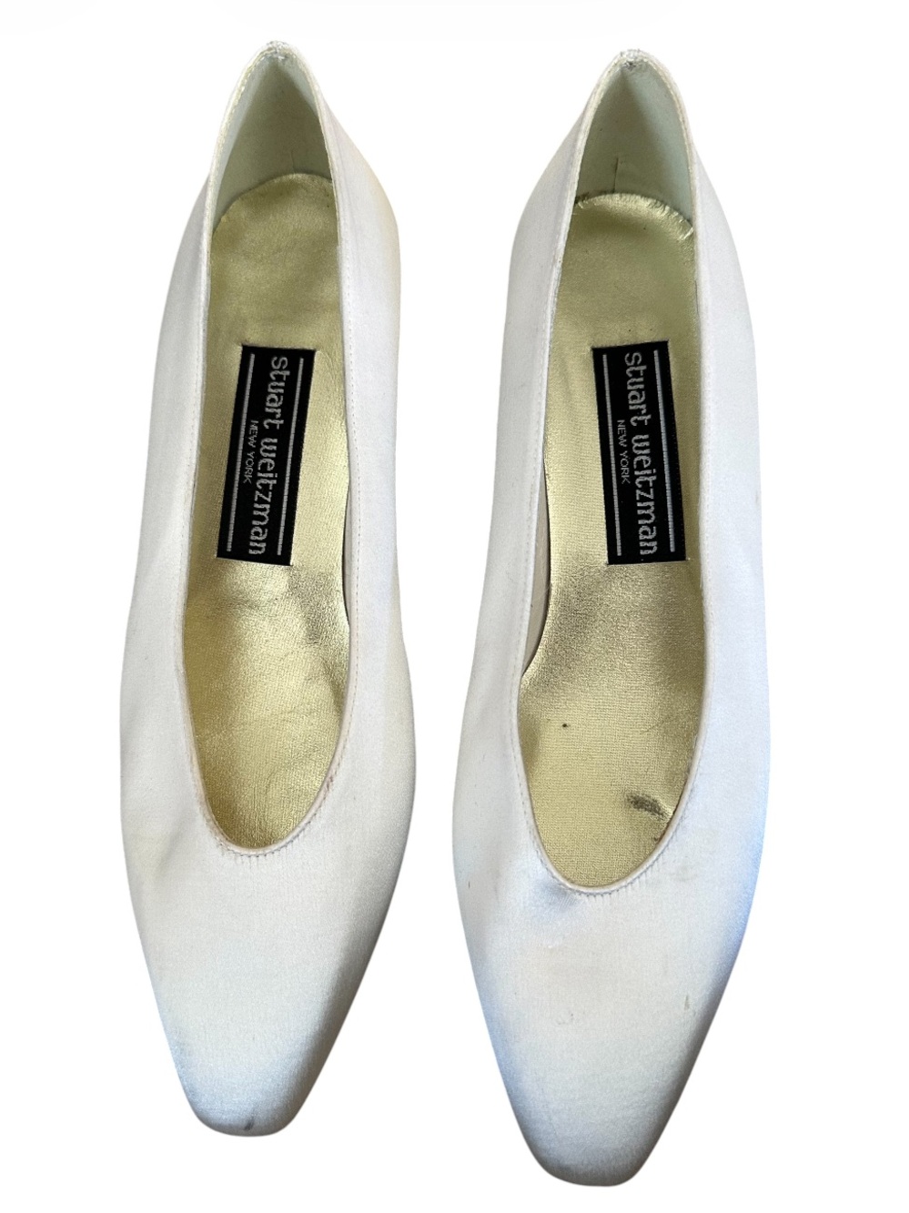 Vintage ✨ Stuart Weitzman White Satin Bridal Kitten Heels